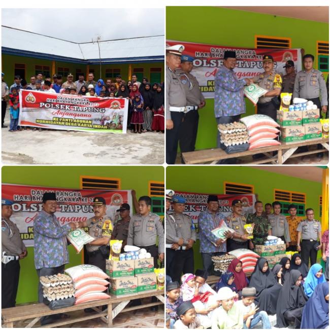 Kapolsek Tapung Lakukan Anjangsana ke Panti Asuhan Jelang HUT Polri ke-73